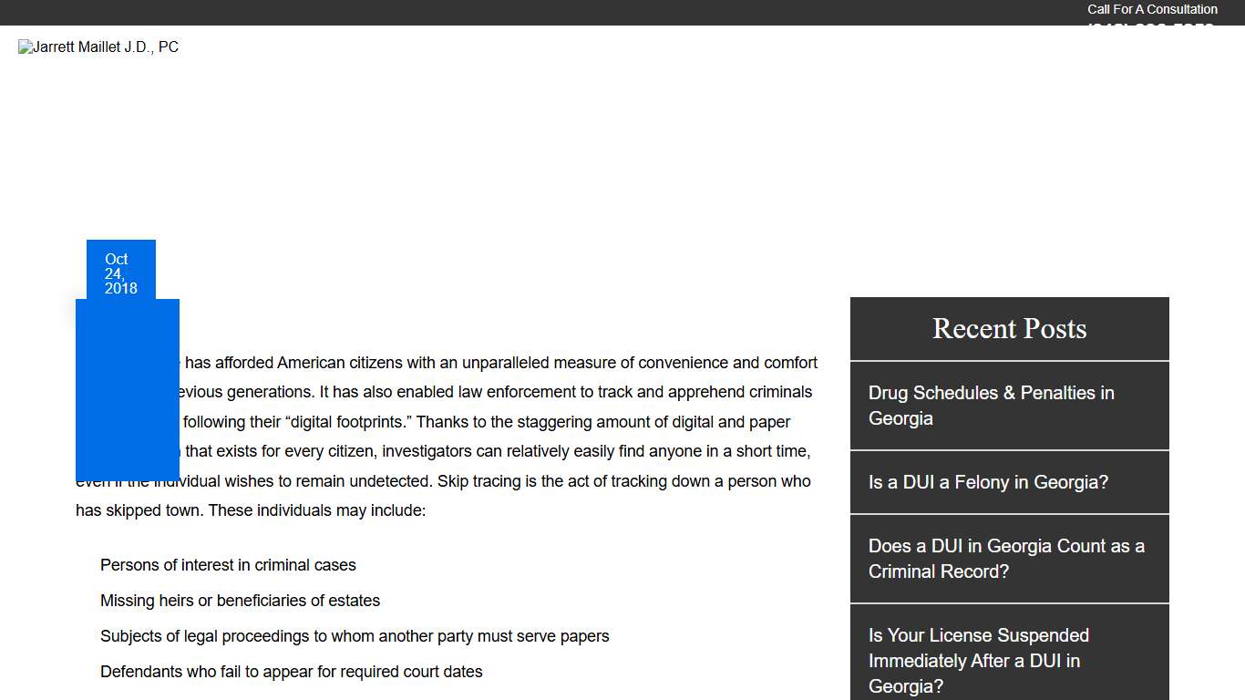 What Is Skip Tracing? - Jarrett Maillet J.D., PC