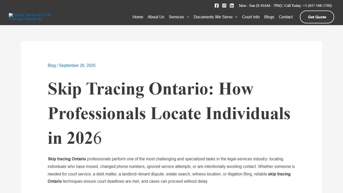 Skip Tracing Ontario: Professional 2026 Guide